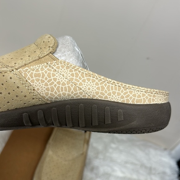 Spenco Orthotic Memory Foam Suede Mules Siesta Mosaic Tan Amazing Comfort NWB - Picture 2 of 8